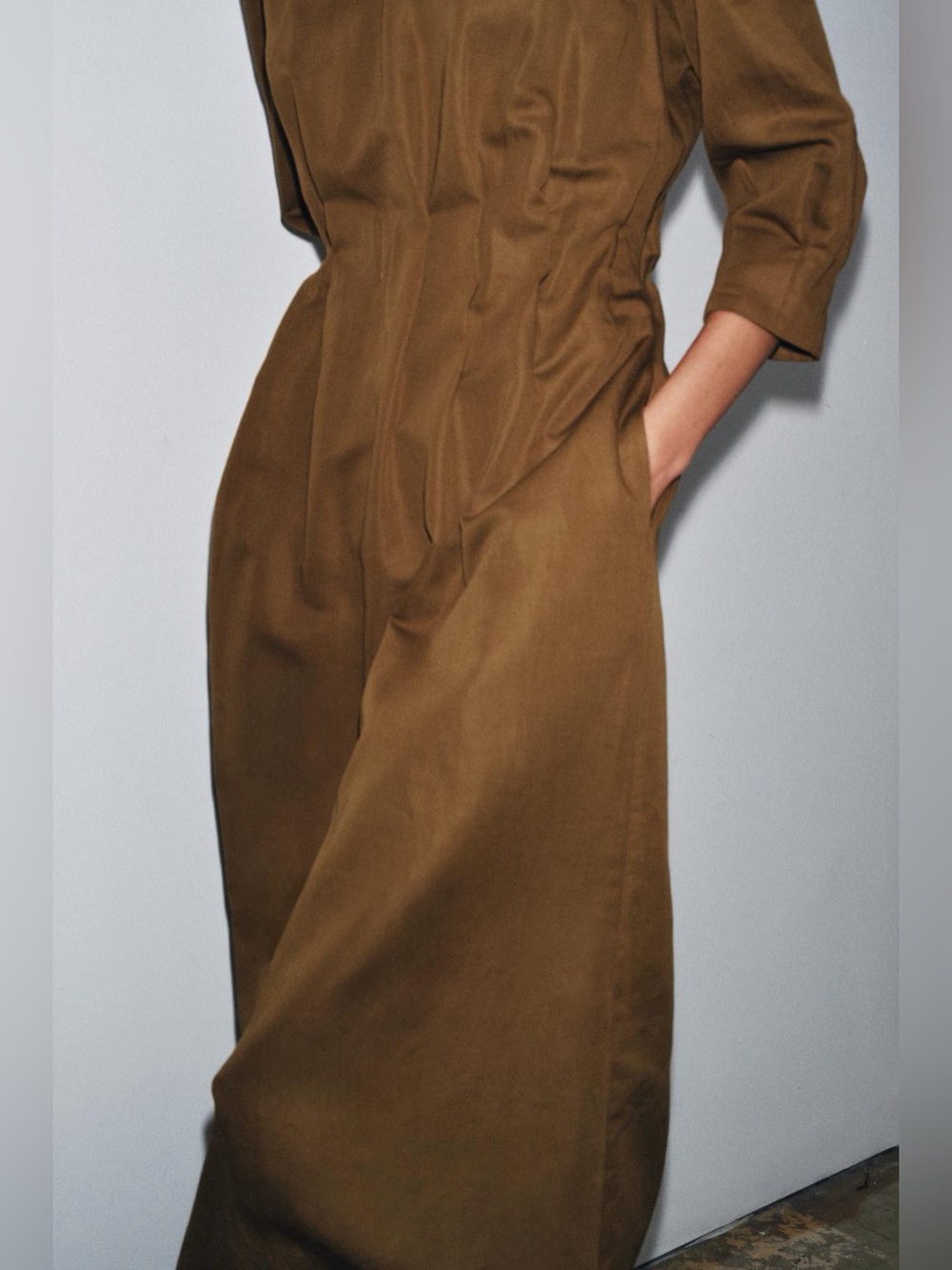 Zara Tan-Brown Midi Dress - Picture 10 of 13